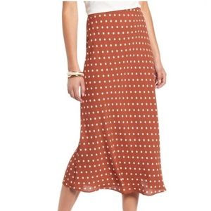 Halogen Rust Polka Dot Slip Midi Skirt Size Small